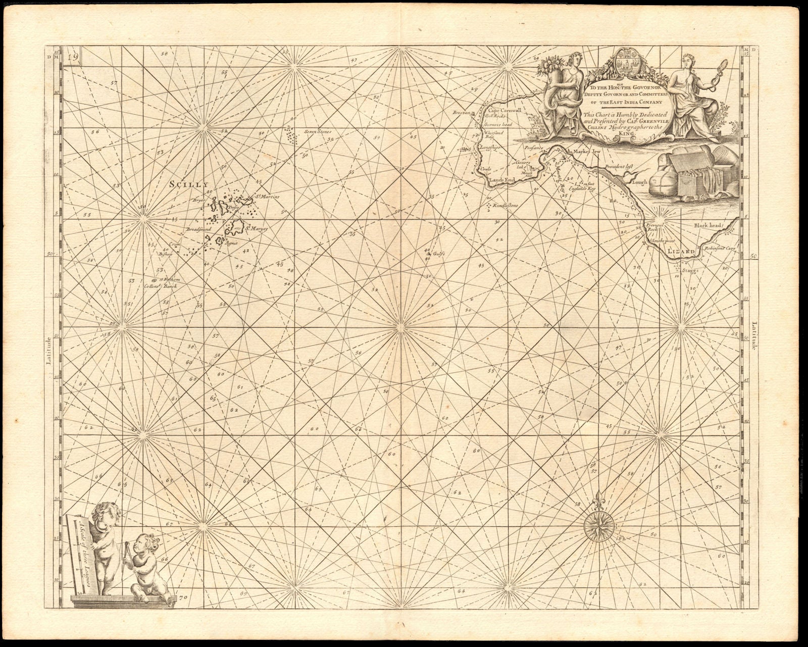 Sea chart of LAND'S END & THE SCILLY ISLES. Lizard & Penzance. COLLINS c1774 map